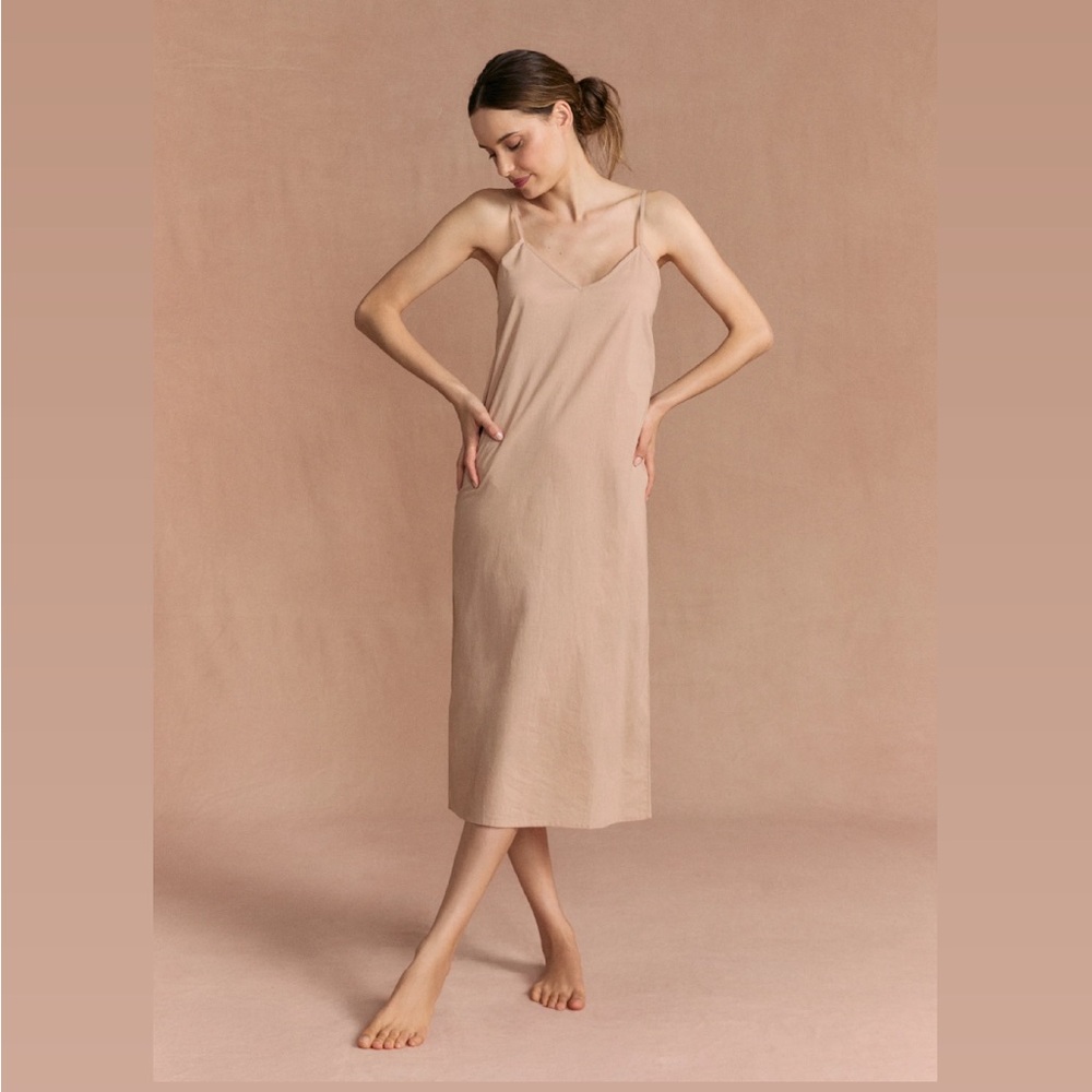 NWT If Only If nude slip long sand 100% organic cotton M